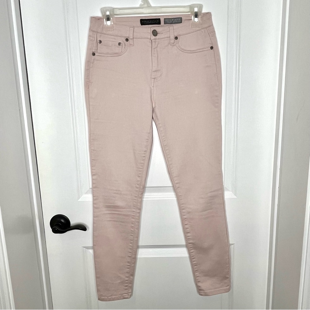 Aeropostale Light Pink High-Waisted Ankle Jeggings, Size 6 Regular
